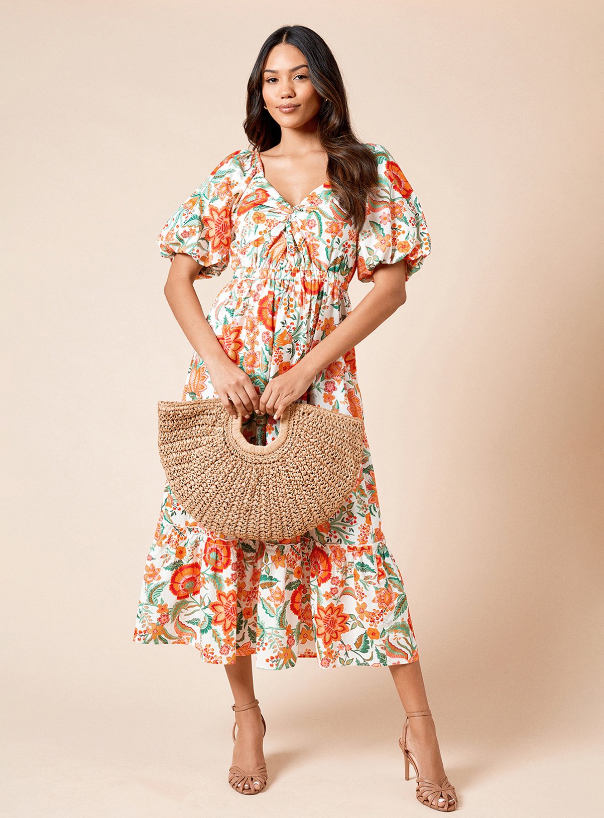 DOROTHY PERKINS Floral Poplin Twist Front Midaxi Dress 8 - Image 2 thumbnail